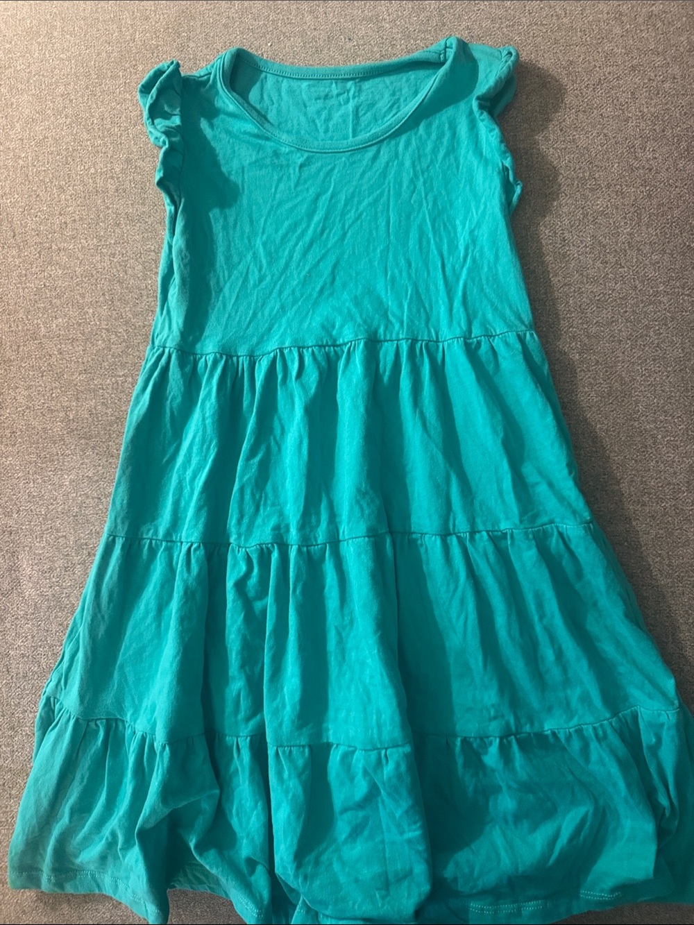5/$15- Kids Teal Tiered Cotton Dress - Brand
